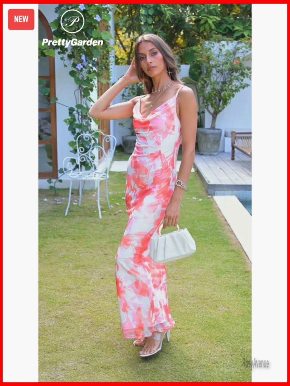 Floral Spaghetti Strap Maxi Bodycon Dress Backless Stretch Formal - Picture 6 of 7